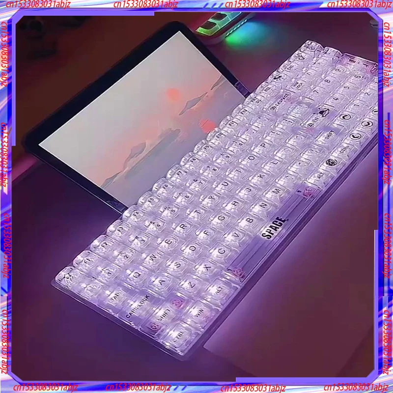 

Weika Wk100 Mechanical Keyboard Three-Mode Rgb White And Black Wired Bluetooth 2.4g Hot Plug Customization Kit Office Game Gift
