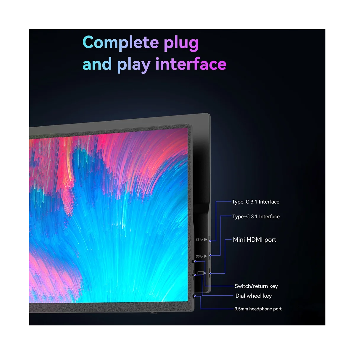 14 0 дюймовый HD портативный монитор 1920X1200 игровой с бесплатной синхронизацией типа