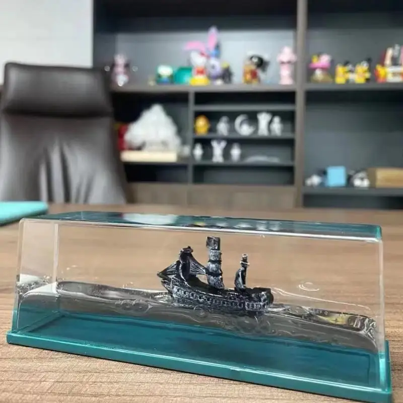 

Cruise Ship Fluid Drift Black Pearl Pirate Ship Acrylic Drift Bottle Cruise Ship Fluid Decor Never Sink Ship Decoration for Car