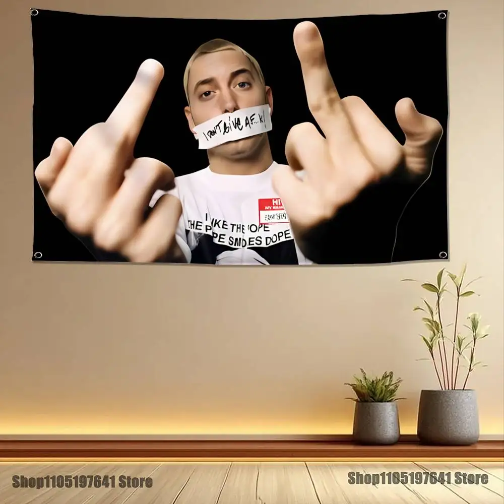Фото Высококачественный гобелен-флаг с изображением рэпера E-Eminem для спальни, гостиной, бара, вечеринки, декора стен, для использования на улице №1