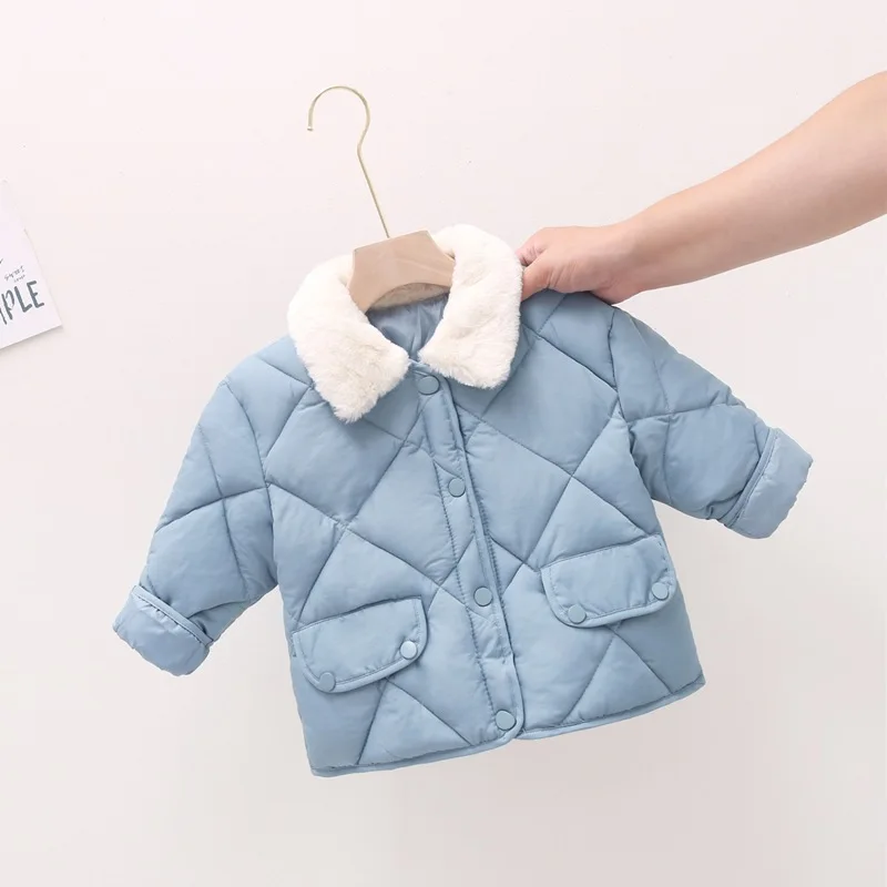 

2021 New Winter Children's Warm Cotton Jackets Girls Clothes Kids&Babys Rabbit Fur Collar Coats Korean Style For Boys Outerwears
