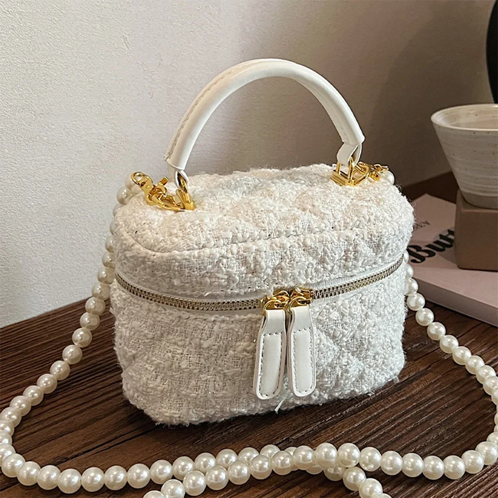 Изысканные твидовые мини-сумки для женщин однотонная клетчатая сумка с клапаном