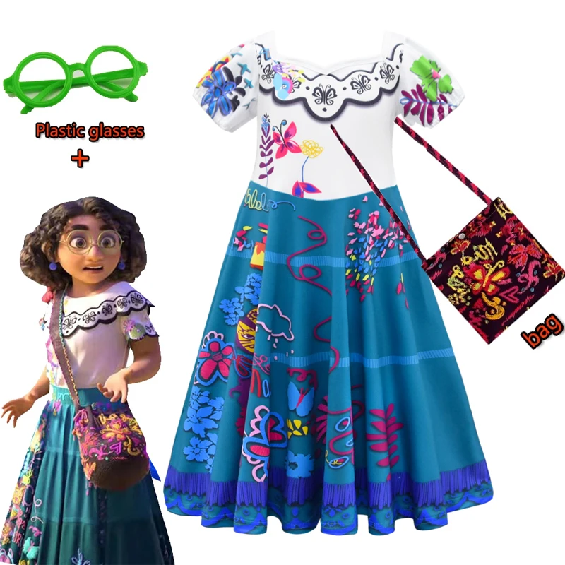 

Encanto Mirabel Madrigal Cosplay Costume Girl Dress Fancy Dresses for Carnival Halloween Princess Dress Glasses MIRABEL Costume