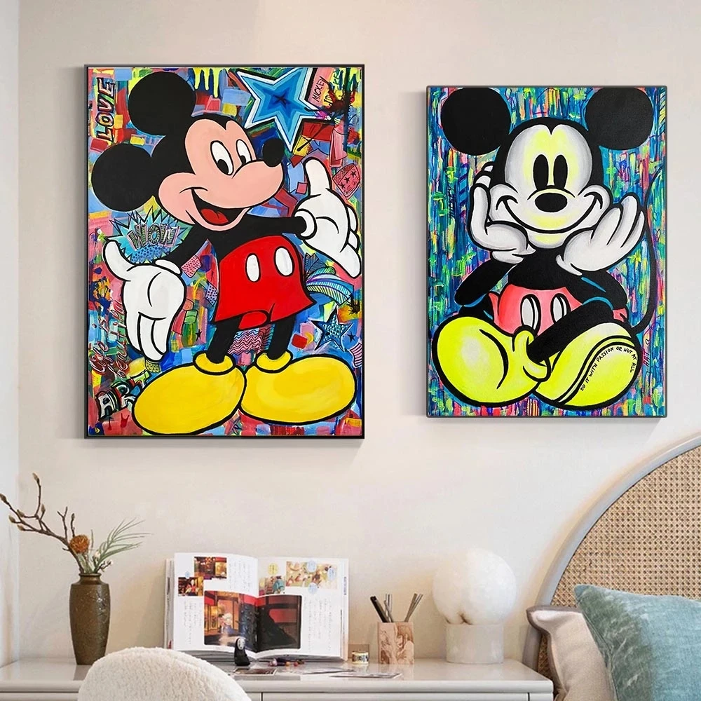 

Disney Wall Art Graffiti Cartoon Mickey Mouse Canvas Painting Pop Poster And Prints Picture for Children Room Home Decor Cuadros