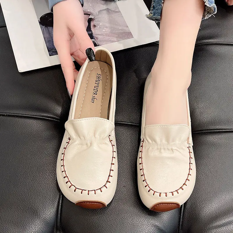 

Pring Autumn Women Shoes 2023 New Women Work Shoes Comfortable for Work Soft Sole Loafer Casual Round Toe Mixed Colors