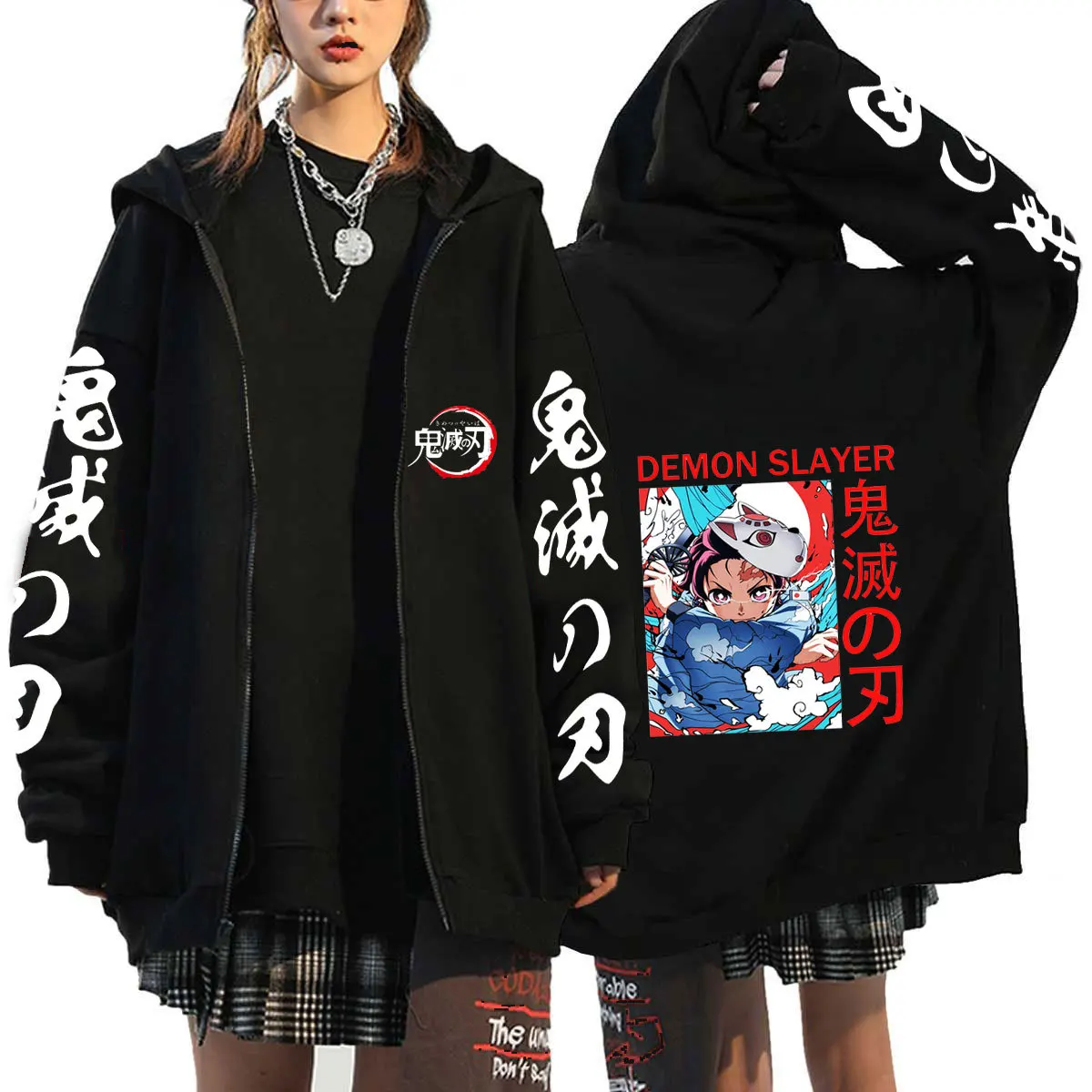 

Demon Slayer Zip Up Hoodie Anime Print Hoodies Autumn Spring Zipper Jacket Sportswear Coat Kochou Shinobu Kimetsu No Yaiba Coats