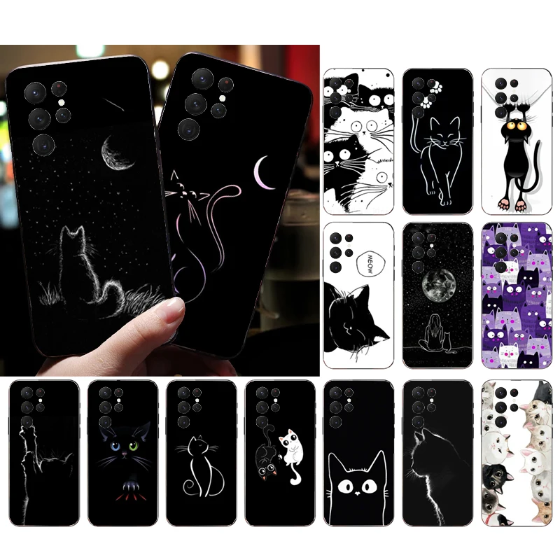 

Phone Case for Samsung Galaxy S23 S22 S21 S20 Ultra S20 S22 S21 S10 S9 Plus S10E S20FE Black Cat Case
