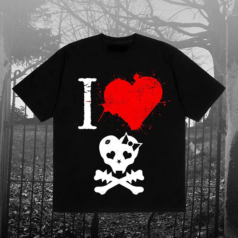 

Harajuku Skull Printed T-shirt Women's Street Wear Short Sleeve Tight Cropped Top Summer Y2K Clothing Baby T-shirt EMO Short Top