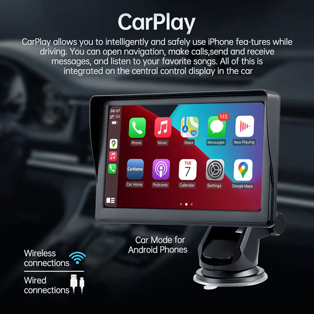Фото 7-дюймовый сенсорный экран автомобильный радиоприемник с поддержкой Carplay и Android авто с задней камерой AHDCar Play Android автомобильный звук №3
