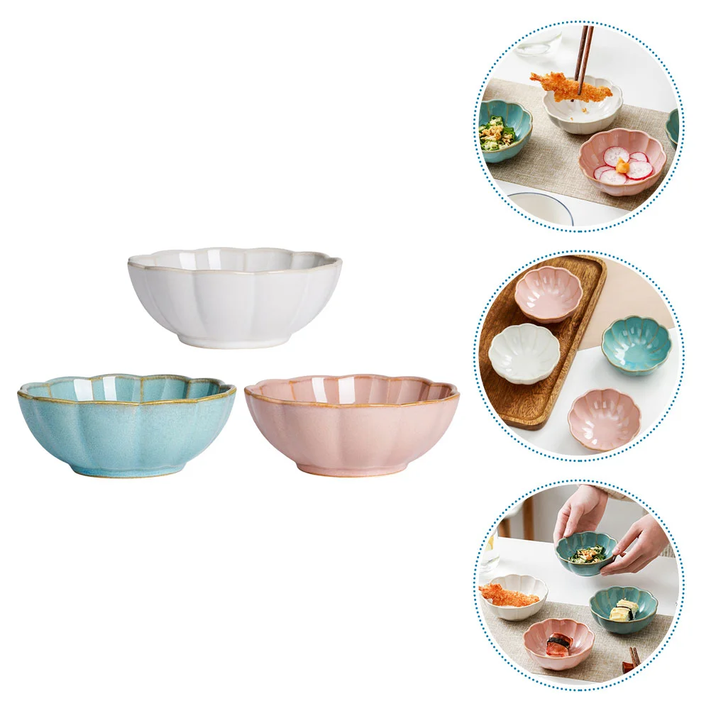 

3 Pcs Appetizer Dishes Tasting Dishes Ceramic Dipping Bowls Chili Sauce Plates Dipping Sauce Bowls