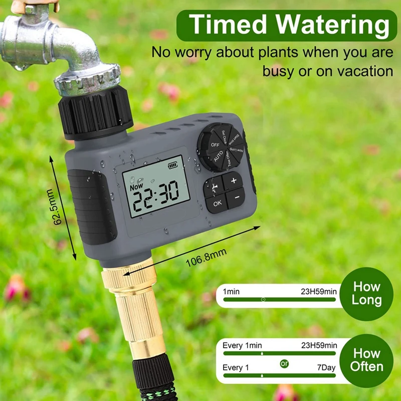 Electronic Garden Water Timer With LCD Screen Single-Outlet Hose Irrigation Controller Efficient Management Tool BSP3/4”