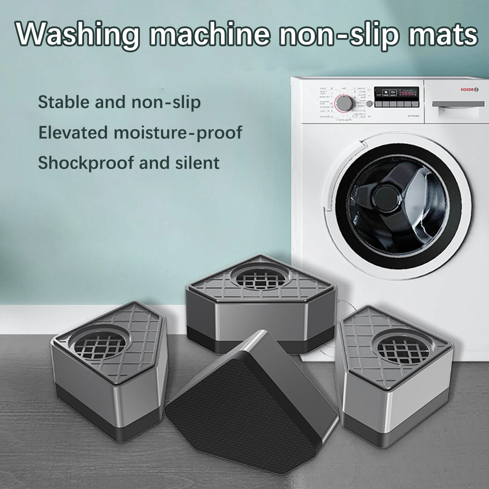 

Anti Vibration Washing Machine Rubber Legs Support Holder Furniture Foot Base Shock Absorber Set Of 4 Washer Feet Pad