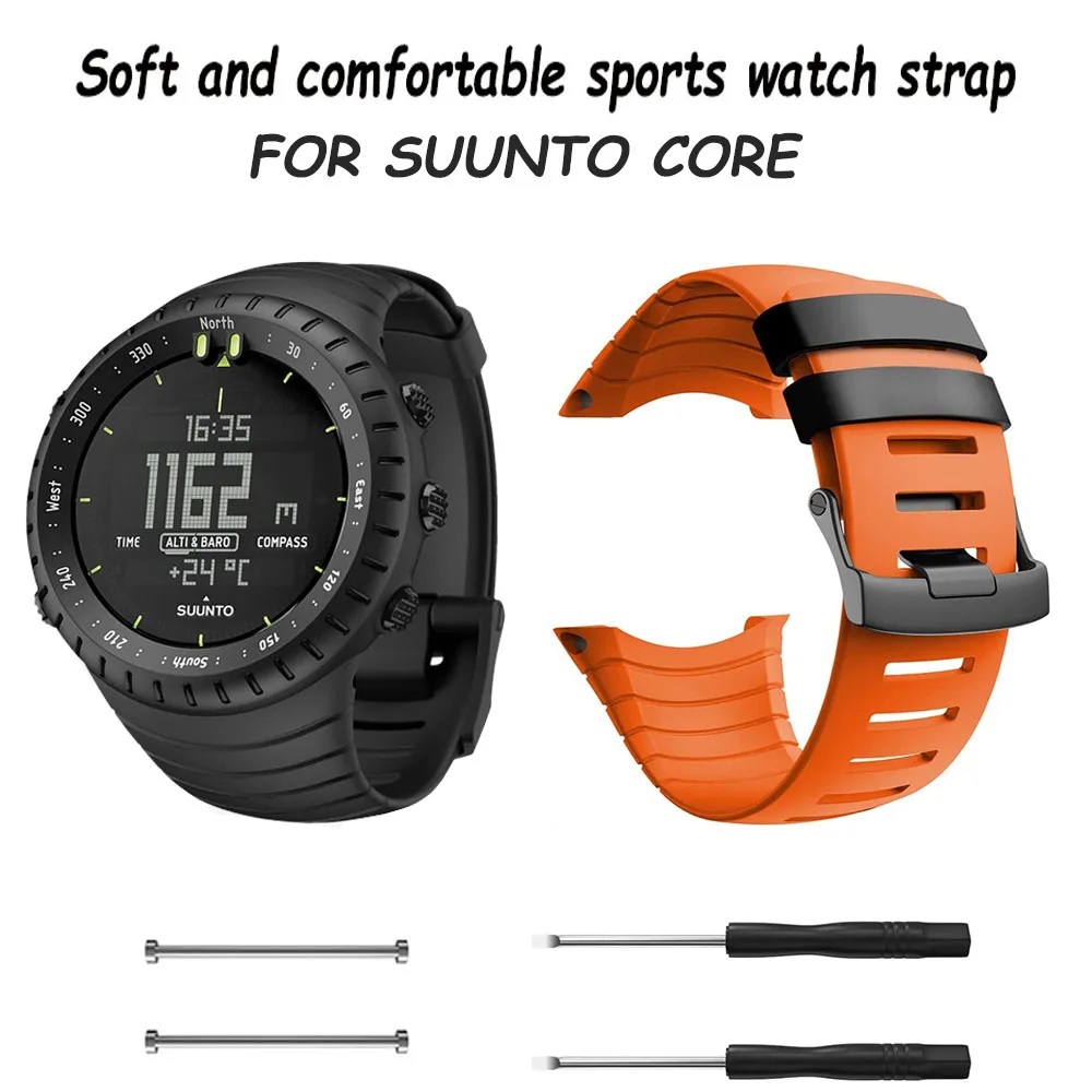 Резиновый ремешок для Suunto Core Band, спортивный сменный Браслет с металлической застежкой для смарт-часов Suunto Core