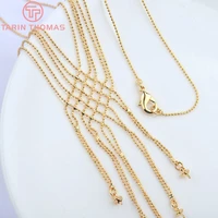 4918 length48cm beads 1mm 24k gold color brass beads chains for necklace high quality diy jewelry findings accessories