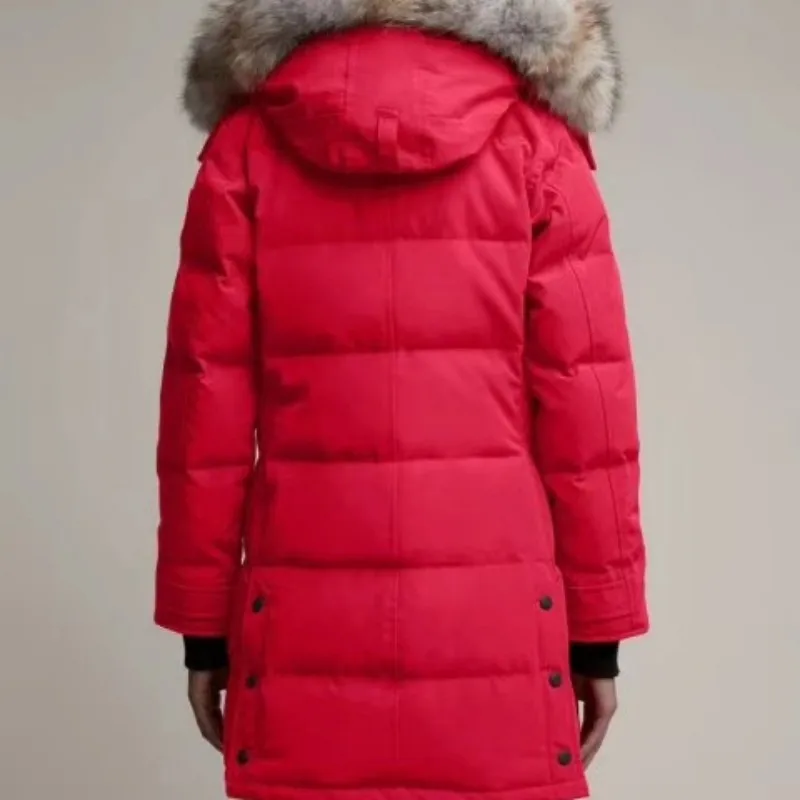 Зимний женский пуховик с волнистым воротником и капюшоном теплое пальто модное