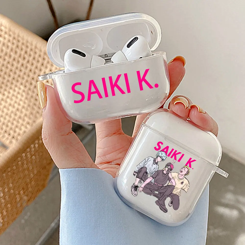 

Cartoon the disastrous life of saiki k Earphone case For AirPods 1 2 3 Pro anime Clear Bluetooth Earphone Wireless Box cover