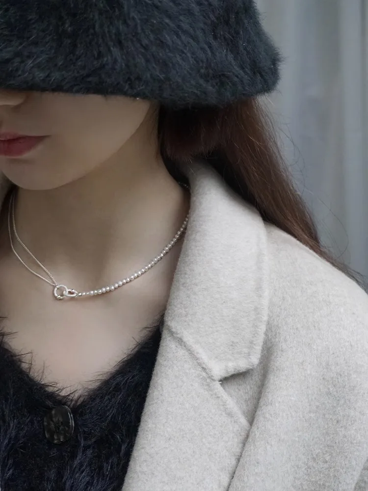 [Белая роса один дюйм десять ли] Ожерелье из серебра 925 пробы с жемчугом неeritage