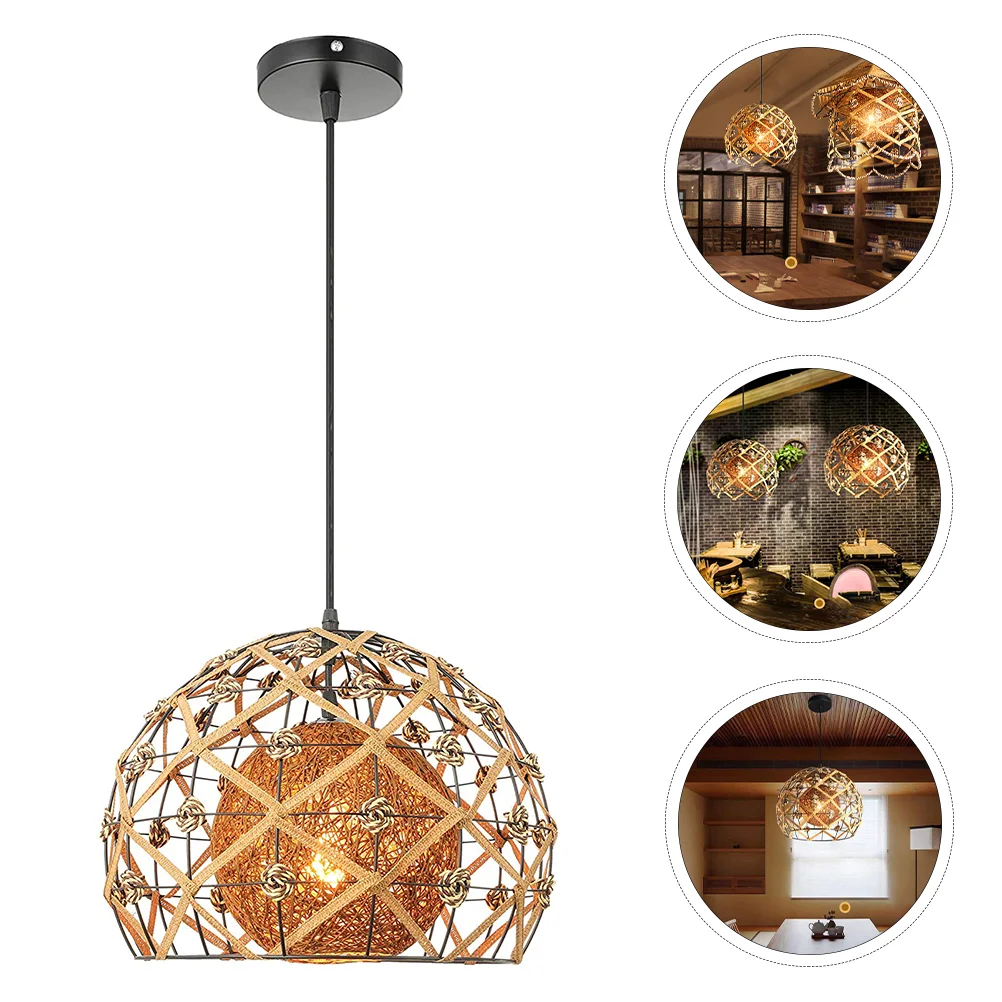 

1Pc Pastoral Style Chic Weaving Craft Ceiling Light Indoor Hanging Light