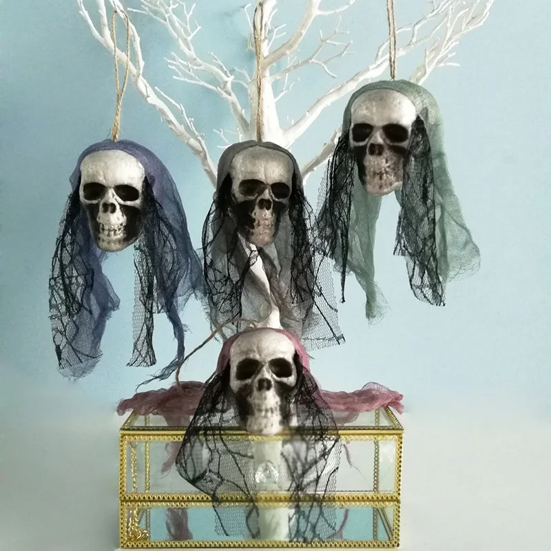 

Halloween Hanging Skull Head Ghost Halloween Decoration Haunted House Horror Props Ornament Home Bar Decor Party Pendant