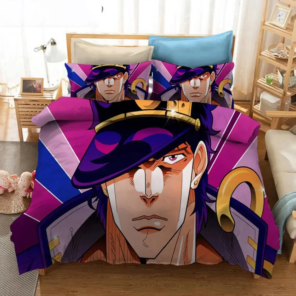Фото Аниме JoJo Bizarre Adventure Jotaro Kujo комплект постельного белья для мальчиков и девочек Twin Queen Size пододеяльник наволочка кровать для детей и взрослых №5
