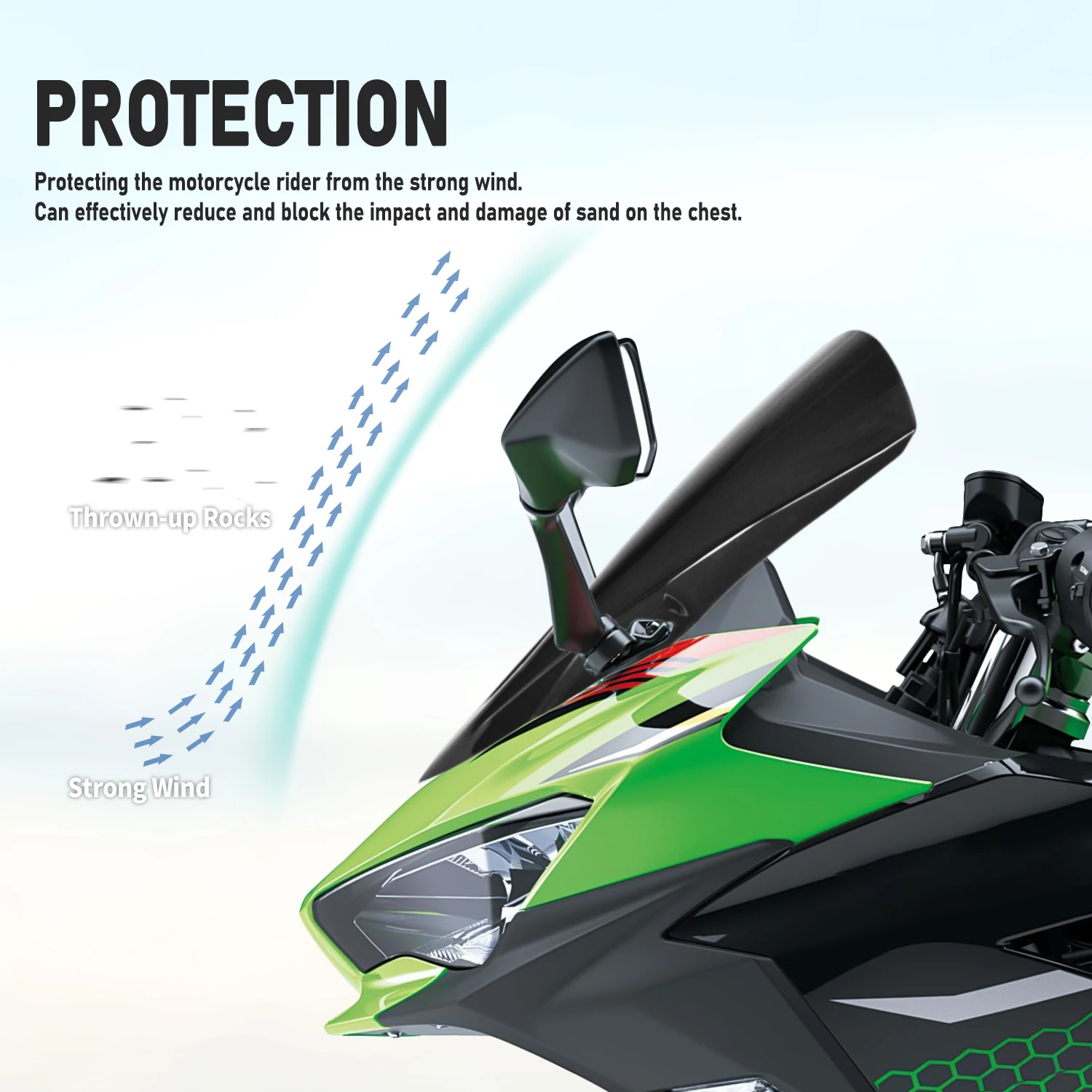 Фото WOLFLINE Ninja400 лобовое стекло переднее лобовое стекло для Kawasaki Ninja250 400 дефлектор лобового стекла обтекатель 2018-2023 №4