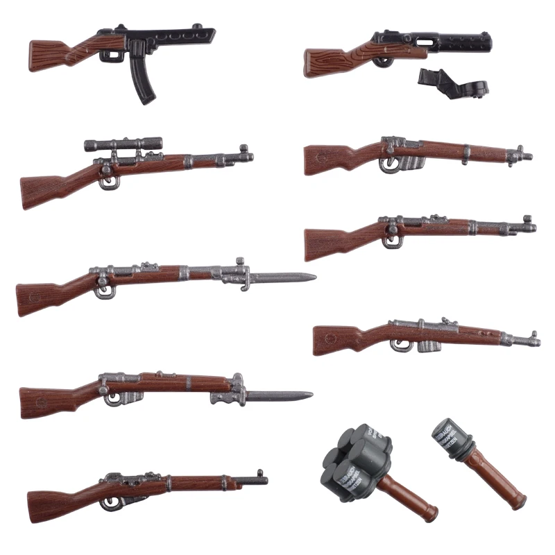 MOC WW2 военные солдаты аксессуары оружие строительные блоки пистолет анти-танк