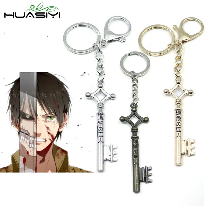 

Attack On Titan Keychain Eren Yeager Shingeki No Kyojin Keyring Key Holder Chain Ring Anime Jewelry Cosplay Trinket Keyholder