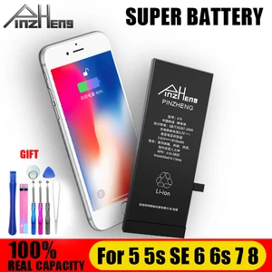 Аккумулятор для телефона PINZHENG, новинка 100%, для iphone 5 5s SE 6 6s 7 8, аккумулятор для телефона с комплектом инструментов, аккумуляторы для мобильных телефонов, 0 циклов