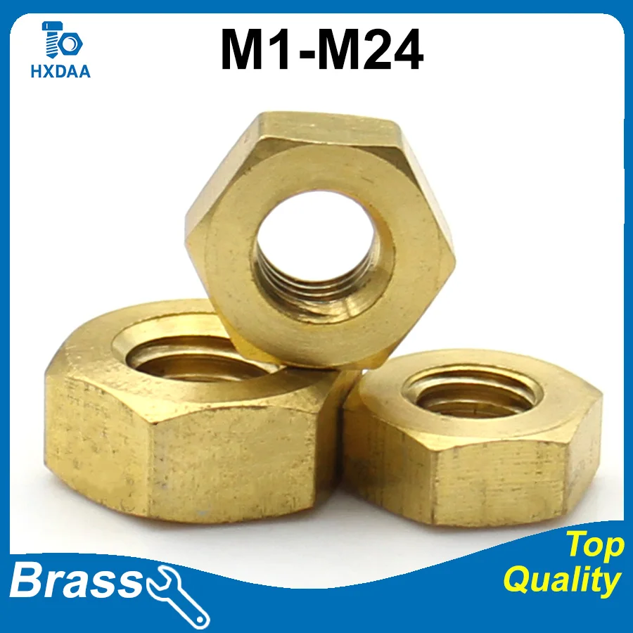 

1-50 шт. латунная шестигранная гайка M1 M1.2 M1.4 M1.6 M2 M2.5 M3 M4 M5 M6 M7 M8-M24 метрические гайки из медного сплава золотые немагнитные