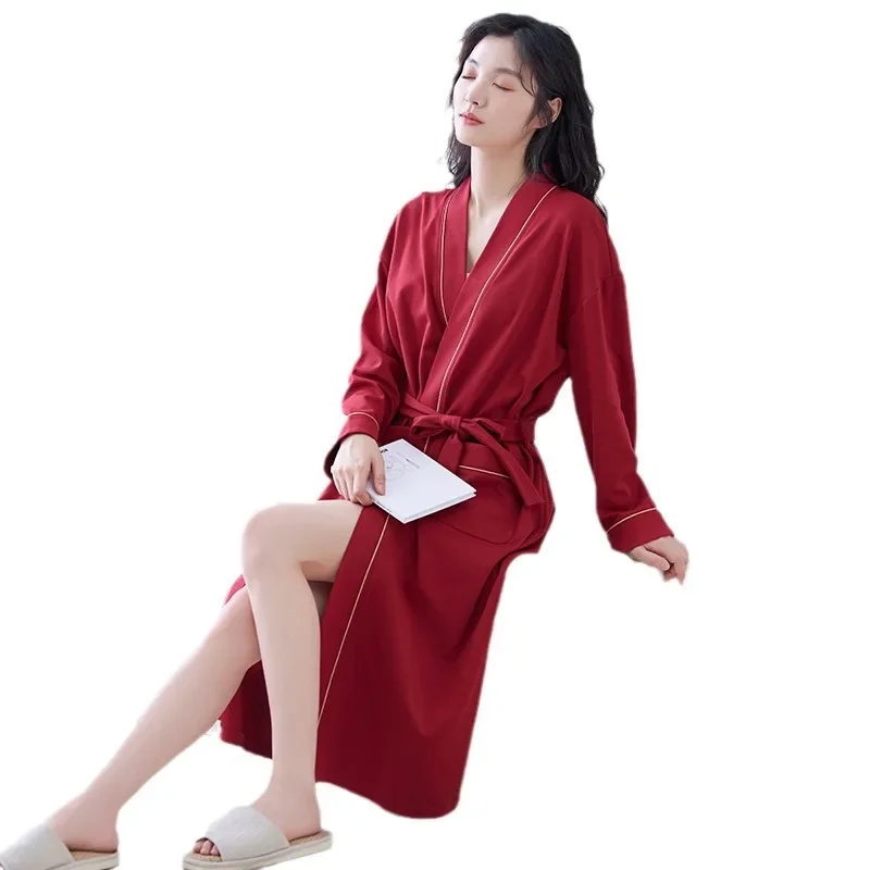 Новинка 2024 весенне-осенний женский халат из чистого хлопка высококачественный