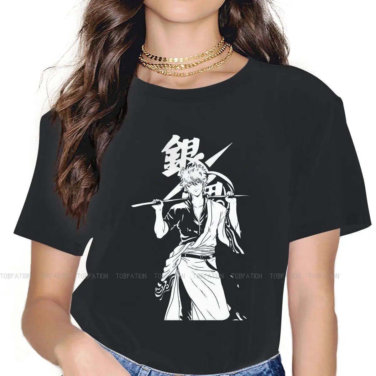 GINTOKI Sweet Girls Women T-Shirt Gintama Kagura Anime Blusas Harajuku Casual Short Sleeve Vintage Oversized Tops