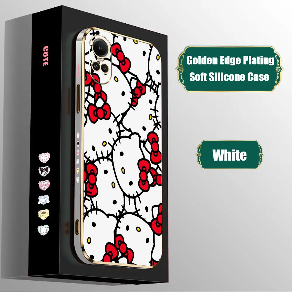 Чехол с рисунком Hello Kitty для OPPO Reno 12 11 11F 10 8 8T 7 7Z 6 6Z 5 5F 4 4F Pro Plus Lite