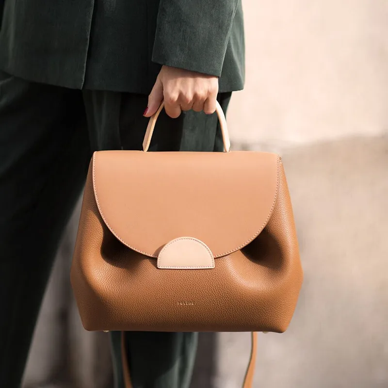 

Big Polene bag women's French design light luxury single shoulder crossbody bags leather portable female bag