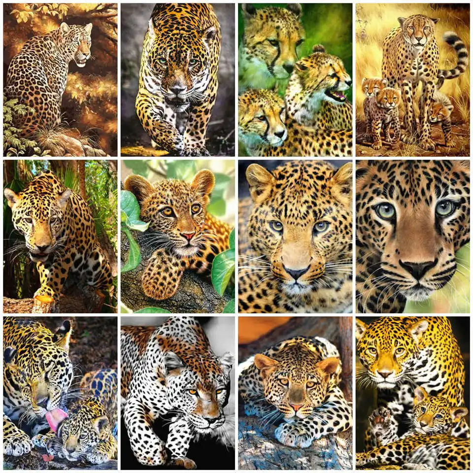 

5D Diamond Painting Leopard Diamond Embroidery Animal Mosaic Home Decor Handmade Needlework Cross Stitch Kits