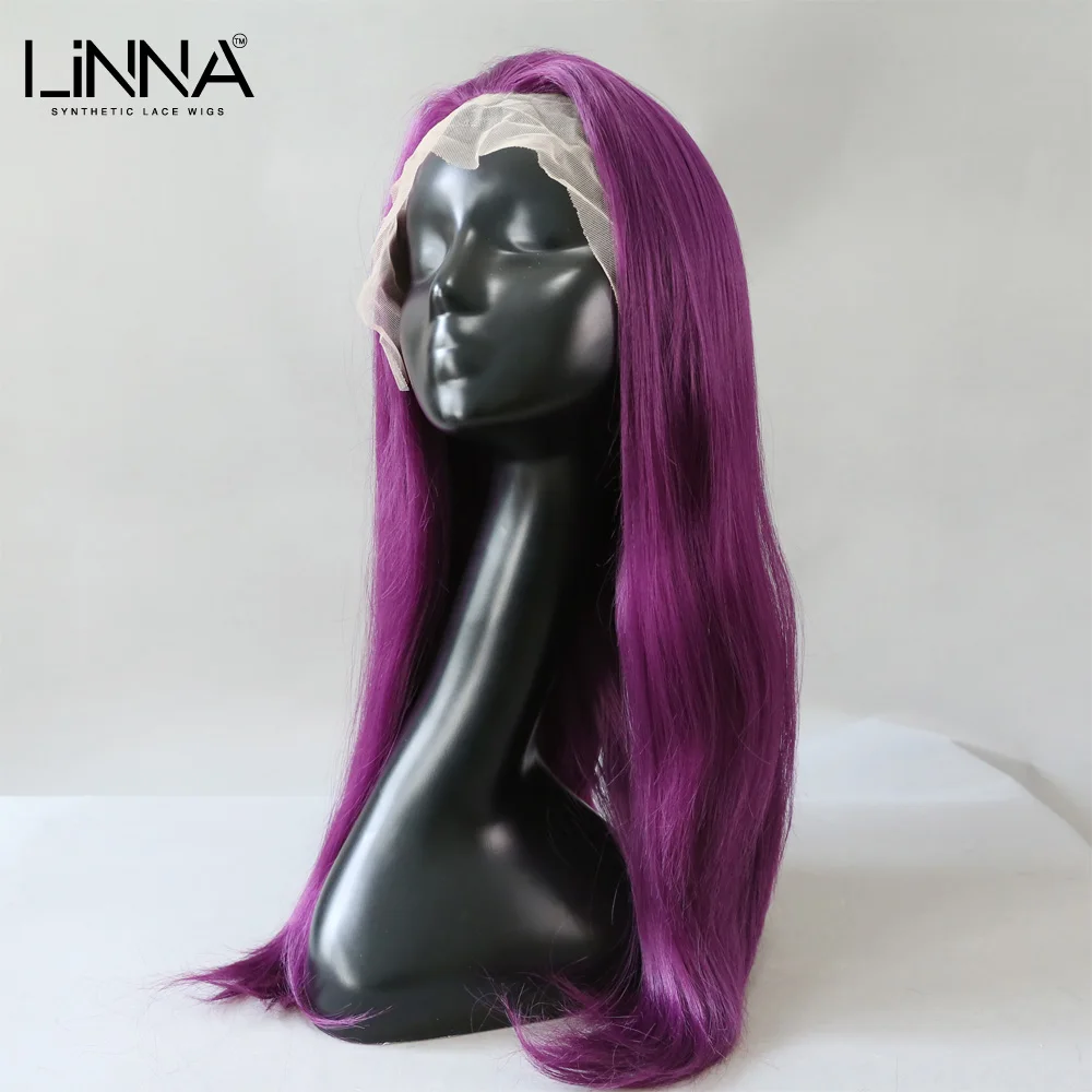 

Женские синтетические парики LINNA, Длинные прямые фиолетовые парики различных цветов для косплея