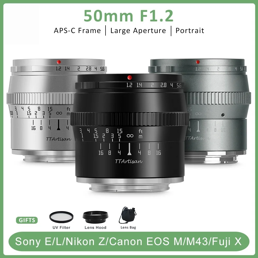 

Новый объектив с фиксированным фокусом и большой диафрагмой 50 мм F1.2 для камер Sony E Fujifilm M4/3 Canon M Nikon Z L