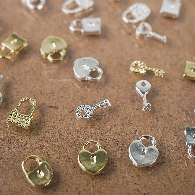 Мини-брелок для ключей из сплава глянцевые золотистые серебристые металлические