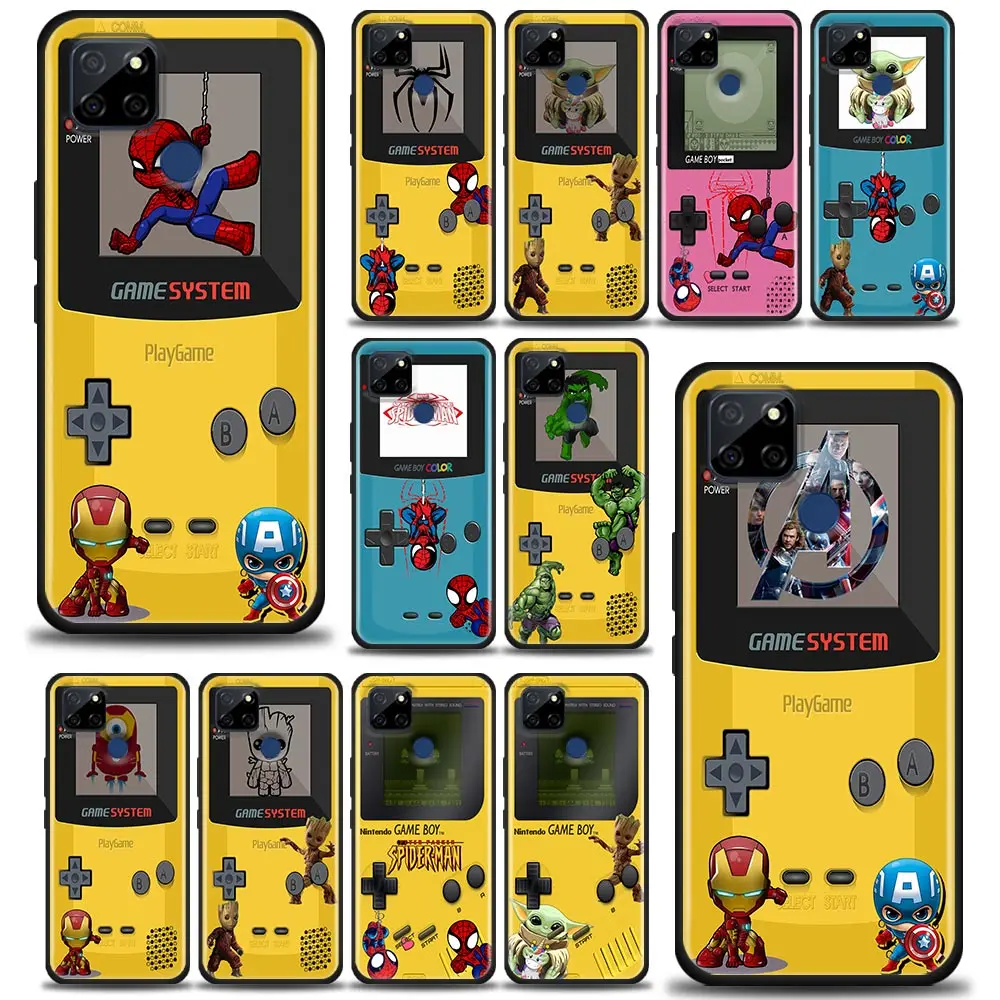 

Game-Boy Marvel Spider Iron Man Phone Case for Realme C35 C20 C25 C21 C12 C11 C2 Oppo A53 A74 A16 A9 A54 A95 A93 A31 A52 Case