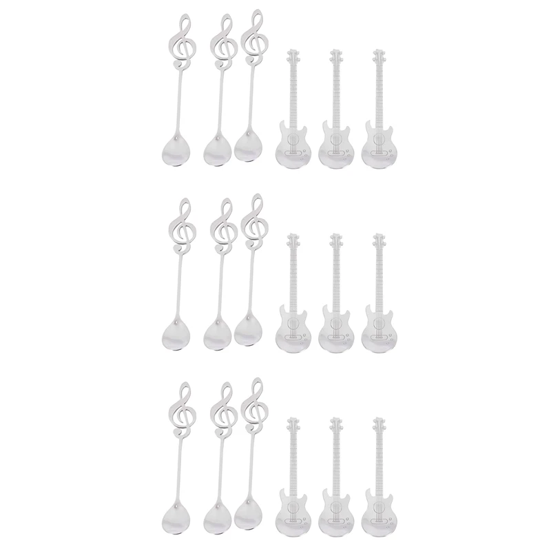 

Coffee Spoons,18 Pack Creative Cute Teaspoons Stainless Steel Staff Musical Notation Shaped (9 Music Note +9 Guitar)