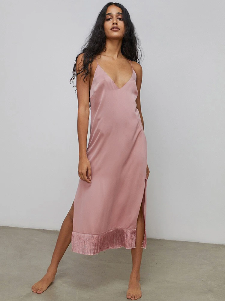Ночная рубашка с кисточками Restve женские сексуальные платья на бретельках