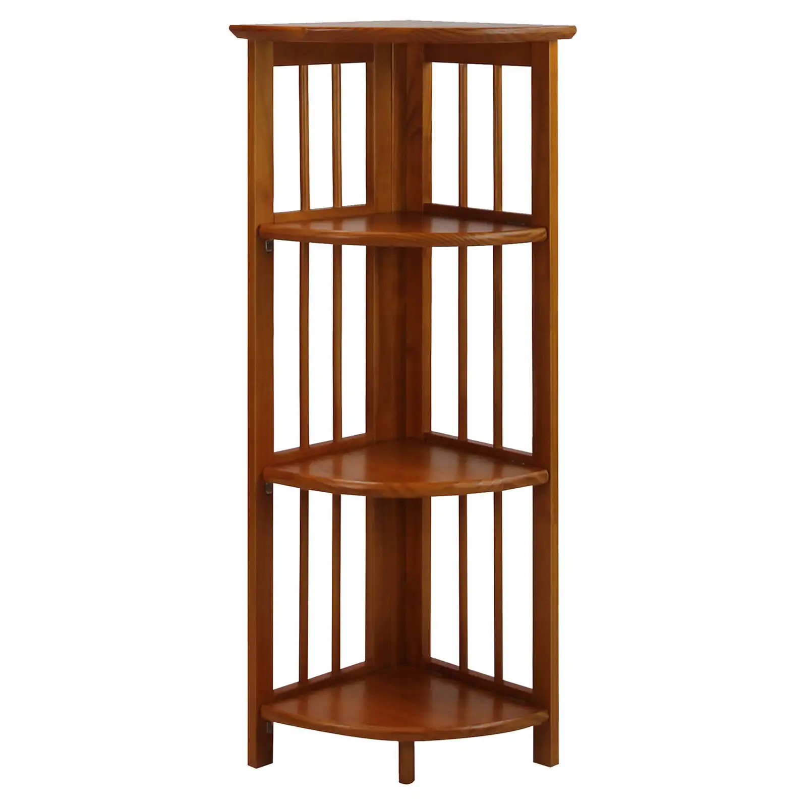 

4 Tier Corner Folding Bookcase - Honey Oak