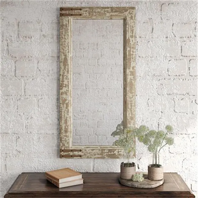 

Rustic Distressed Wood Farmhouse Wall Mirror