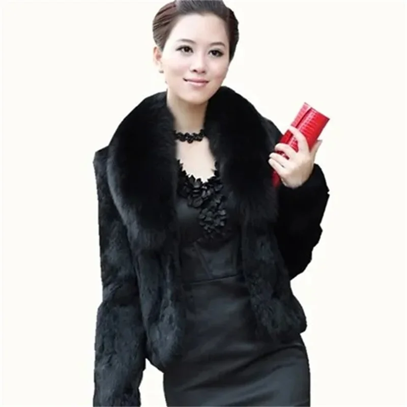 Women's jackets Short White Imitation Fur Jacket New Autumn And Winter Korean Fashion Slim Coat Fox Fur Collar Coat Woolen Coat