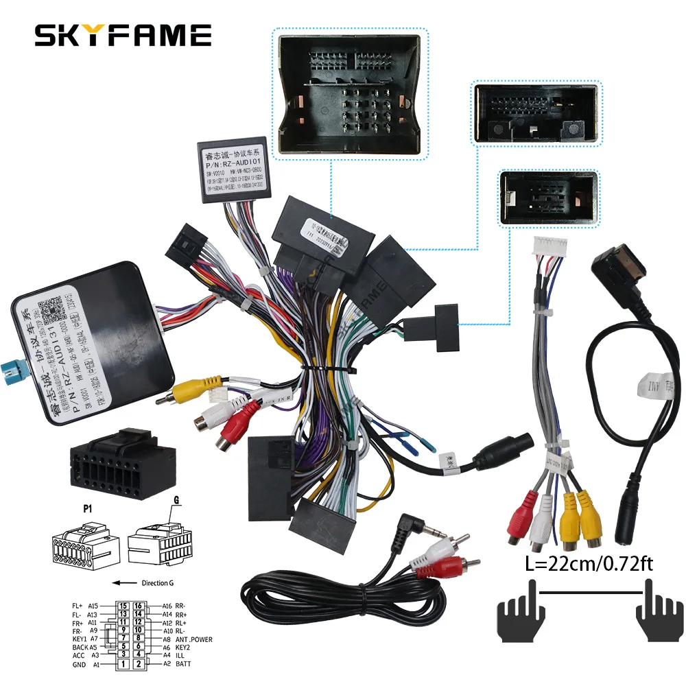 

SKYFAME автомобильный 16-контактный жгут проводов адаптер Canbus Box декодер Android радио кабель питания для Audi Q5