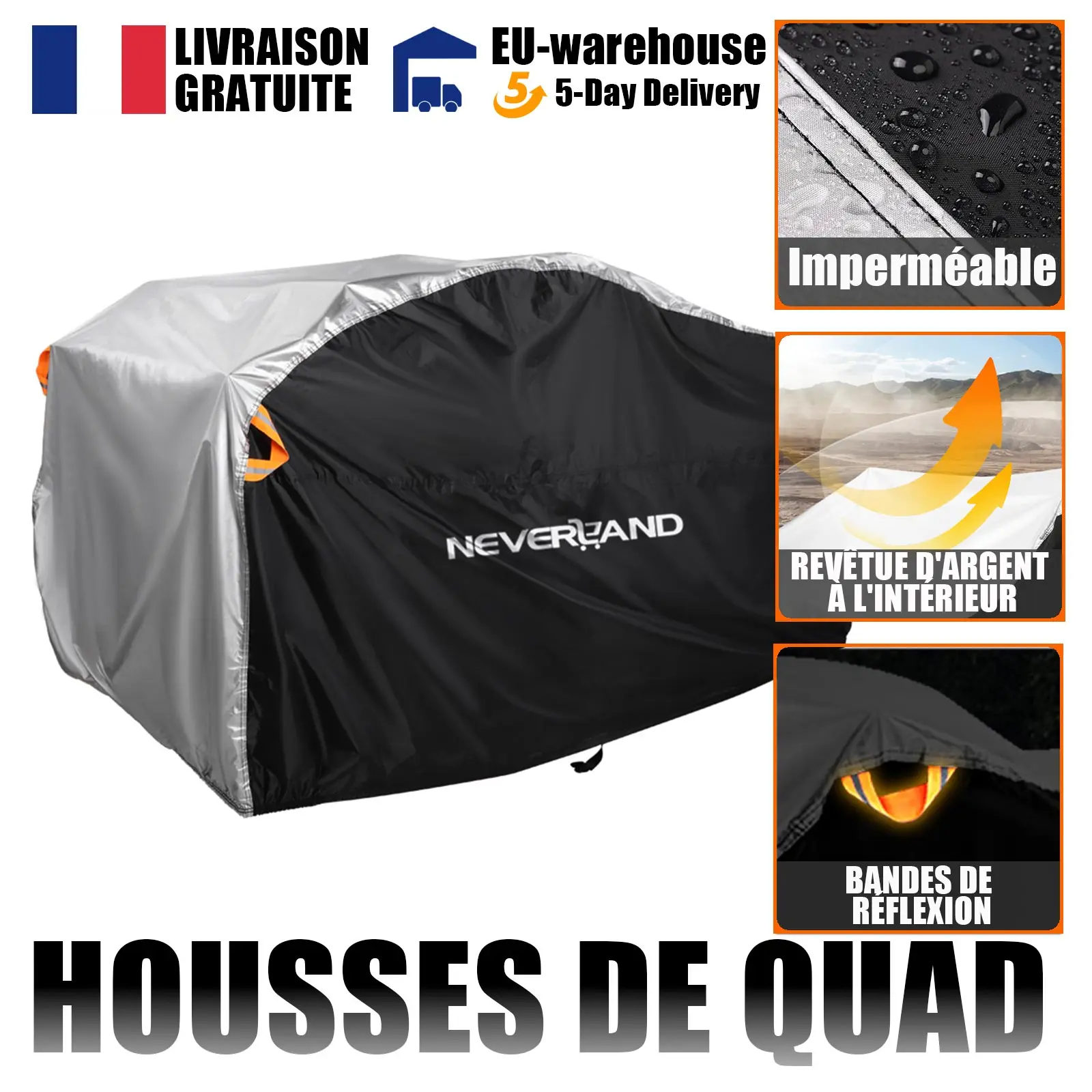 Quad Bike Atv 4X4 Coprimoto Moto Universale Impermeabile Pioggia Moto Veicolo Scooter Kart Coprimoto Striscia Riflettente D