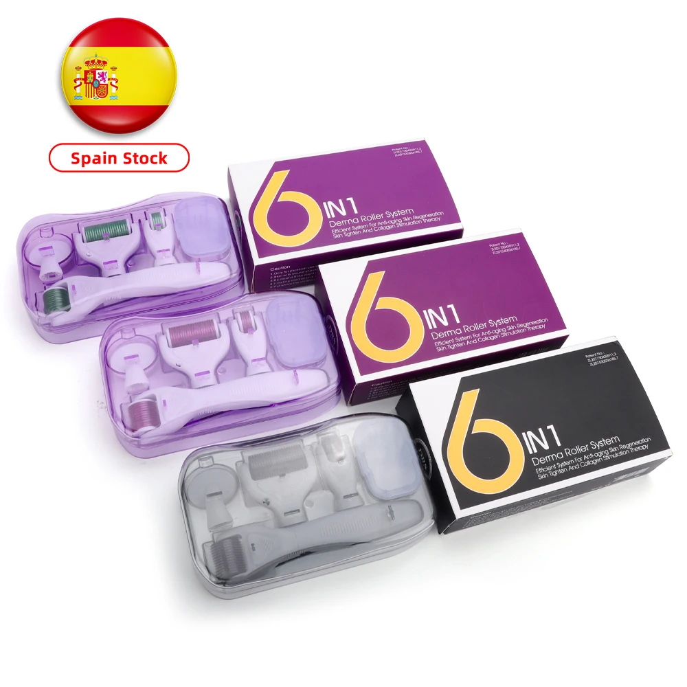 

6 в 1, микроиглы для лица и тела 300/720/1200, титановый дермароллер, микро-игла, ролик для ухода за кожей лица