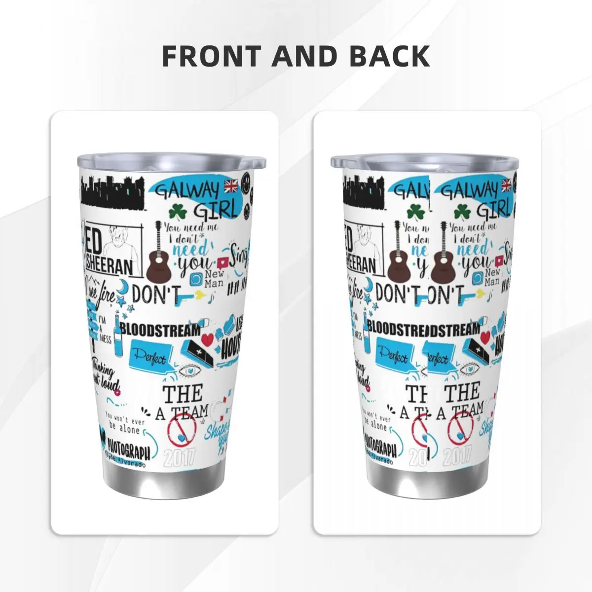 Изолированный стакан Ed Sheerans для каракули с крышкой кофейные кружки из