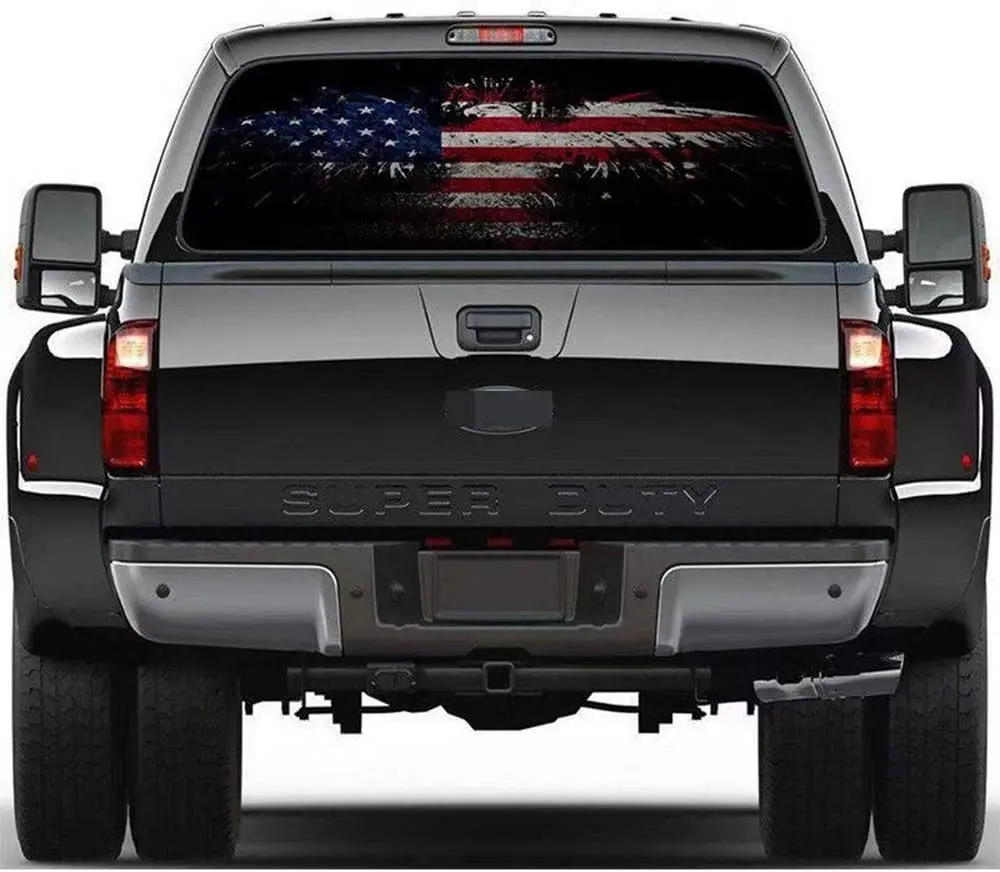 

Practlsol Car Decals- 1 Pcs American Flag Sticker -Rear Window Decal,Truck Stickers, Car Decal Vinyl for Car/Truck/SUV/, Uni