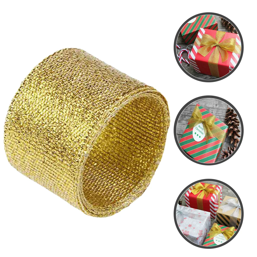 

Ribbon Christmas Gift Wrappingribbons Wired Glittercurling Gold Shiny Packing Holiday Metallic Sequin Crafts Paper Wrap