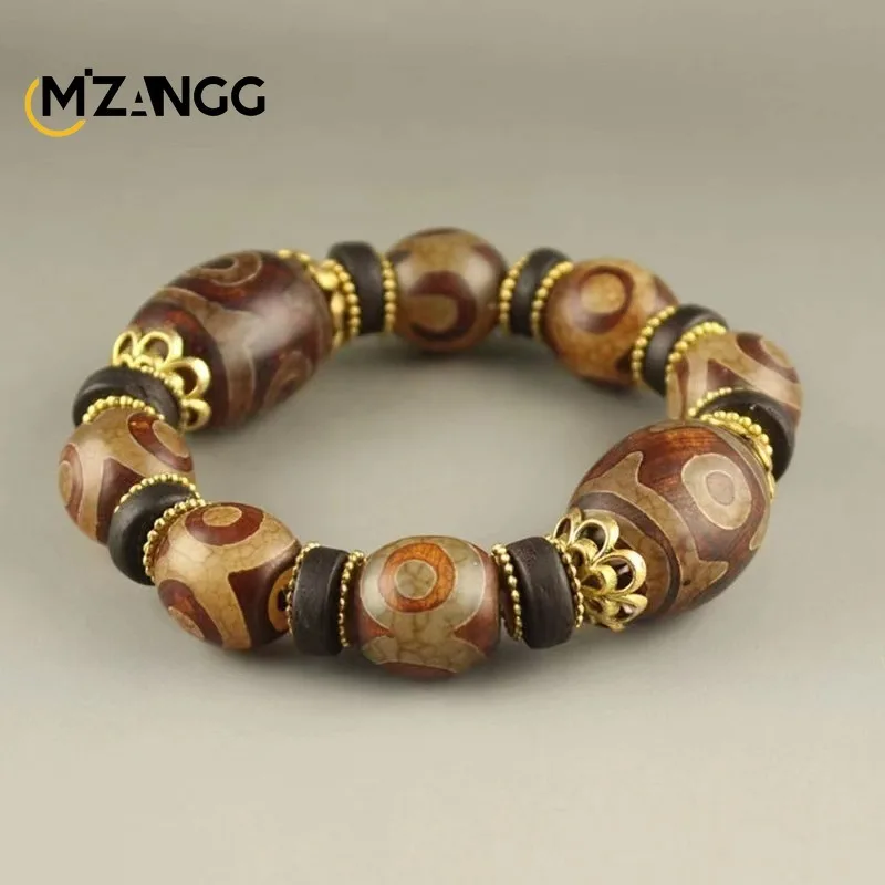 Натуральный агат три глаза небесные бусины браслет Будды резной нефритовый